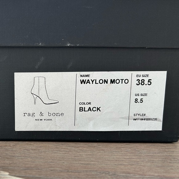 Rag and Bone Black Leather Waylon Moto Bootie Size 8.5 - Picture 10 of 12
